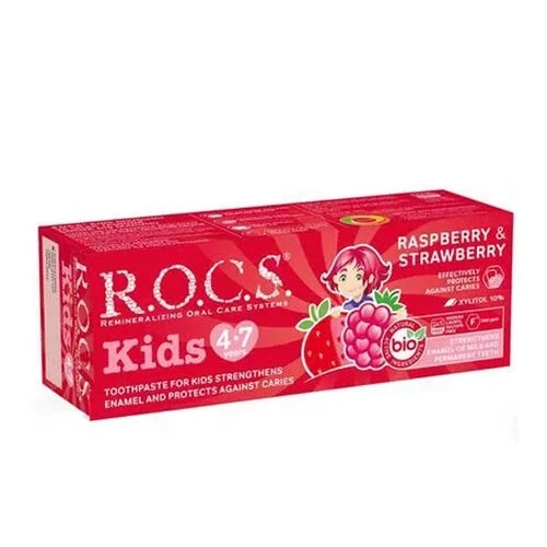 ROCS Kids 4-7 Yaş Meyveli Çocuk Diş Macunu 35ml (Ahududulu-Çilekli)