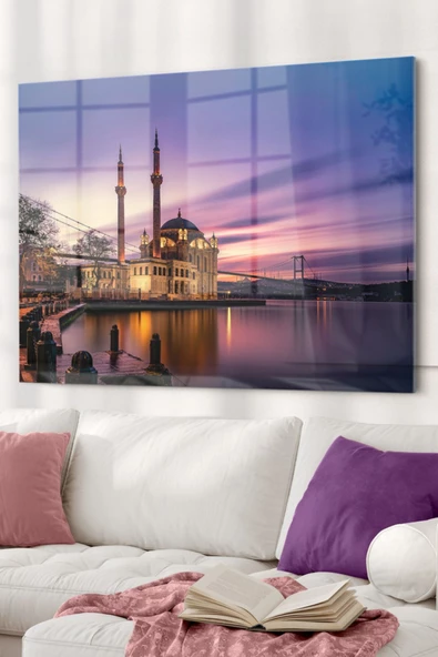 Ortaköy Camii| Dini Temalı Dekoratif ve Modern Cam Tablo | 50x70 Cm