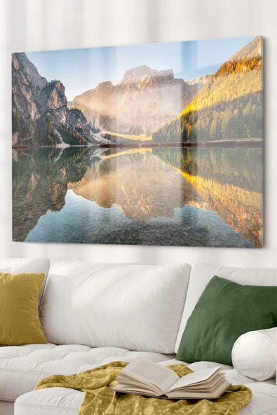 Dağ Manzarası | Manzara Temalı Dekoratif ve Modern Cam Tablo | 50x70 Cm