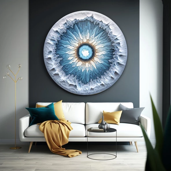 Kristal Sanatsal yuvarlak Dekoratif ve Modern Cam Tablo
