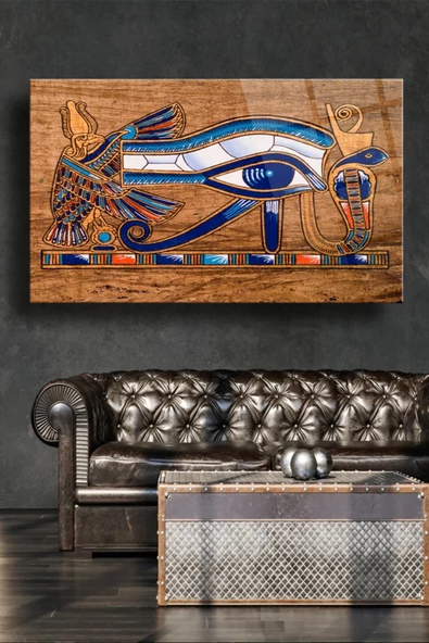 Ahşap Görünümlü Ra Göz Dekoratif ve Modern Cam Tablo,duvar Dekarasyon Ürünleri ürün görseli