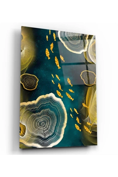 Gold Balıklar Dekoratif ve Modern Cam Tablo ürün görseli