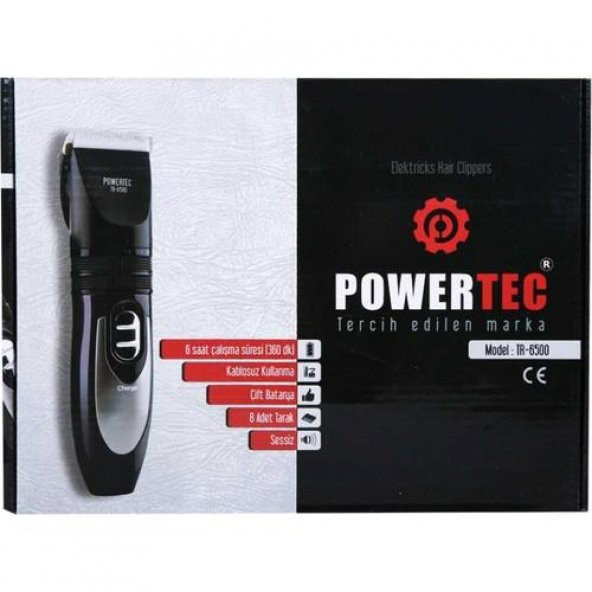 Powertec Tr-6500  süper Şarjlı Saç Sakal Kesme Tıraş Makinesi 2  Bataryalı Sessiz 4 - 2