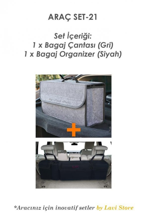 Araba Koltuk Arkası Bagaj Organizer + Oto Eşya Düzenleyici Çanta Araç Set-21 - 2