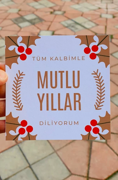 Yılbaşı tebrik kartı 4 lü -türkçe- Yeni yıl hediye kartı - Yılbaşı kartı - yeni yıl tebrik kartı / not kartı / özel gün - 4