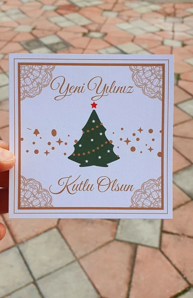 Yılbaşı tebrik kartı 4 lü -türkçe- Yeni yıl hediye kartı - Yılbaşı kartı - yeni yıl tebrik kartı / not kartı / özel gün - 3