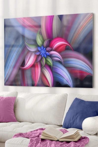 Renkli Çiçek | Çiçek Temalı Dekoratif ve Modern Cam Tablo | 50x70 Cm