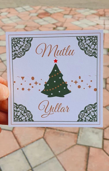 Yılbaşı tebrik kartı 4 lü -türkçe- Yeni yıl hediye kartı - Yılbaşı kartı - yeni yıl tebrik kartı / not kartı / özel gün - 7