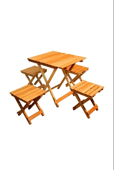 Ahşap Katlanır Piknik Masası Takımı - Ahşap Katlanabilir Masa ve Tabure - 8