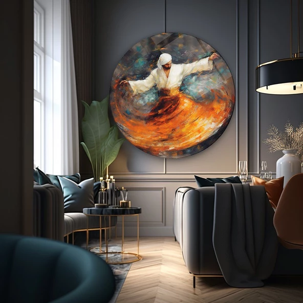 Semazen Sanatsal Yuvarlak Dekoratif ve Modern Cam Tablo ürün görseli