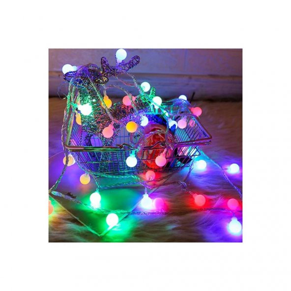 Patladı Gitti LED Işıklı Ampul Top Dizeleri 40lı 5 Metre Fişli Eklenebilir Rgb Çok Renkli Animasyon - 4