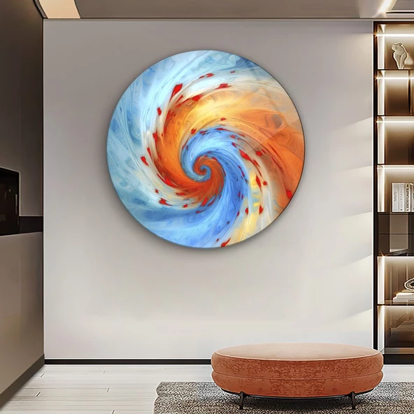 Okyanus Temalı Yuvarlak Dekoratif ve Modern Cam Tablo ürün görseli 1