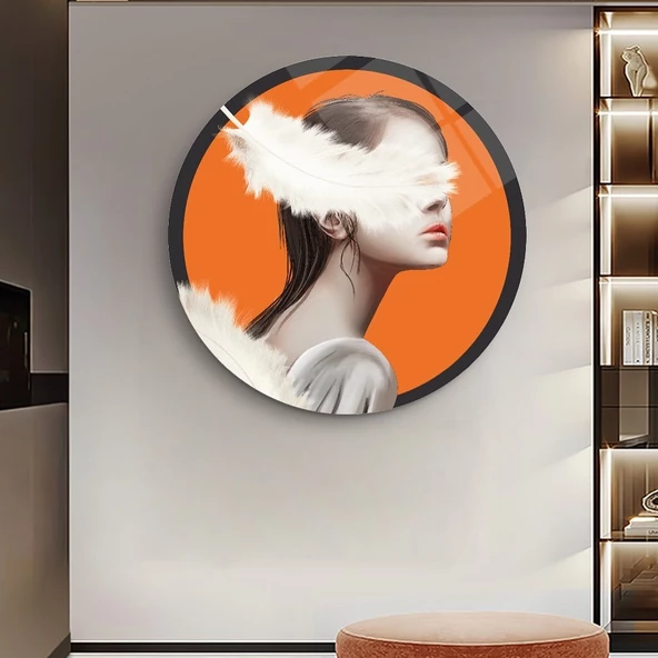 Soyut Sanatsal Yuvarlak Dekoratif ve Modern Cam Tablo