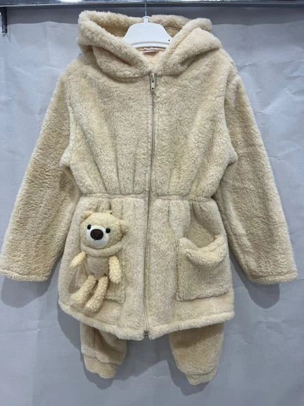 uğurböceğiçocuk Ayıcık Cepli Welsoft Kapuşonlu 2'li Takım 6030 - 4