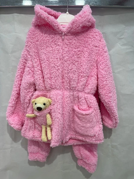 uğurböceğiçocuk Ayıcık Cepli Welsoft Kapuşonlu 2'li Takım 6030 - 5