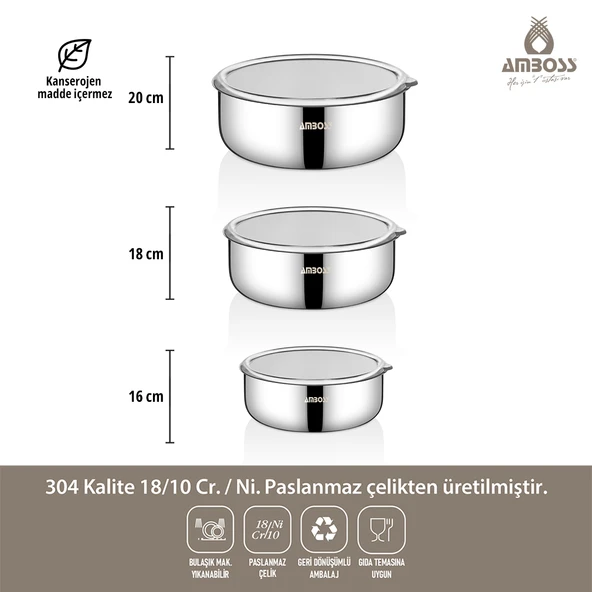 12 Parça Star Prime Paslanmaz Çelik Tencere Seti & Çelik Saklama Kabı - Resim 5