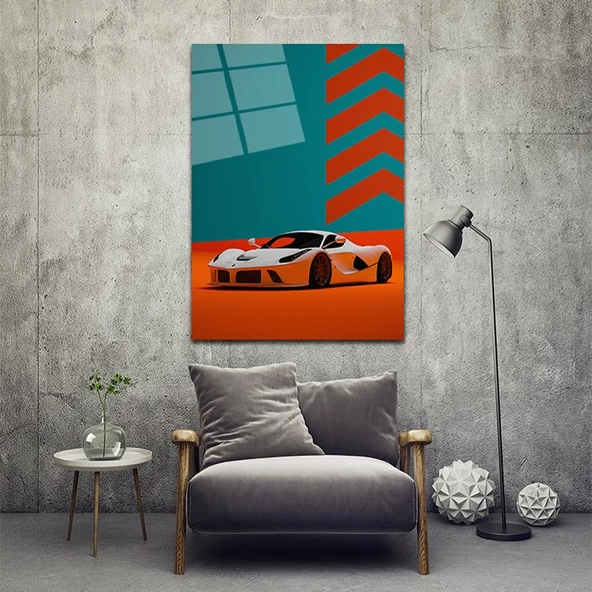 Çölde Ferrari Dekoratif ve Modern Cam Tablo ürün görseli