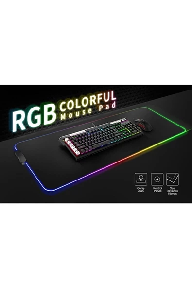 Işıklı Düz Siyah 80*30 Cm Gaming Oyuncu Mousepad Xxl