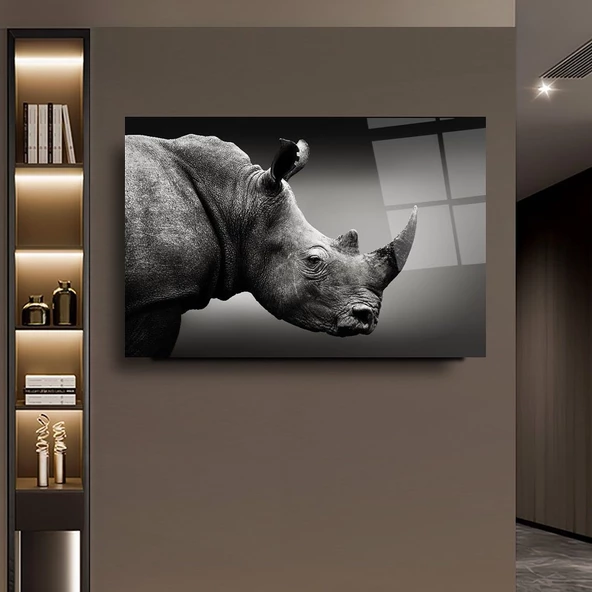 Gergedan Dekoratif ve Modern Cam Tablo