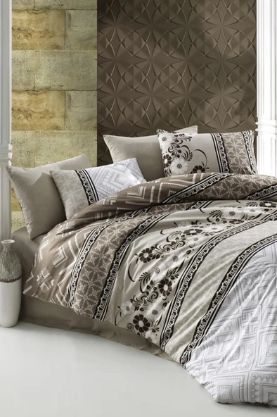 Monaco Çift Kişilik Nevresim Takımı Kahve