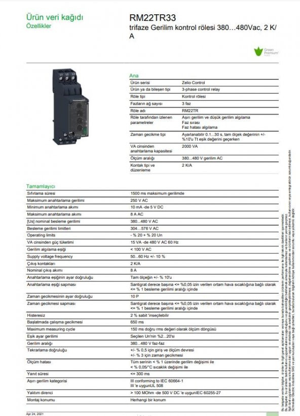Schneider Faz Kontrol Rolesi (Motor Koruma Rolesi) 380-400 V - 4