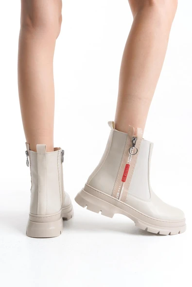 Kadın Fermuar Detaylı Yanı Lastikli Kalın Taban Rahat Günlük Kadın Bot - Resim 4