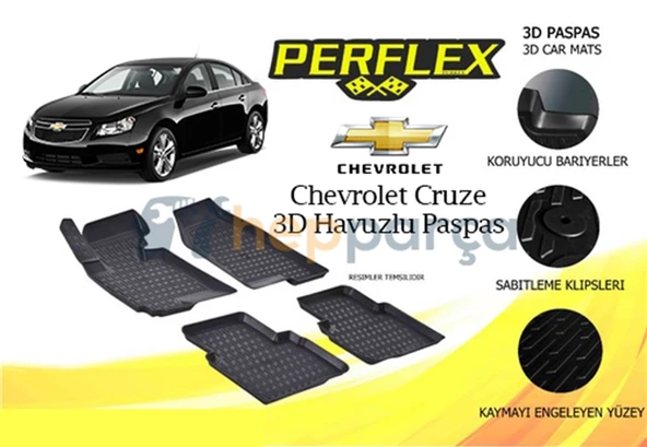 Chevrolet Cruze 3D Havuzlu Paspas Takımı Perflex