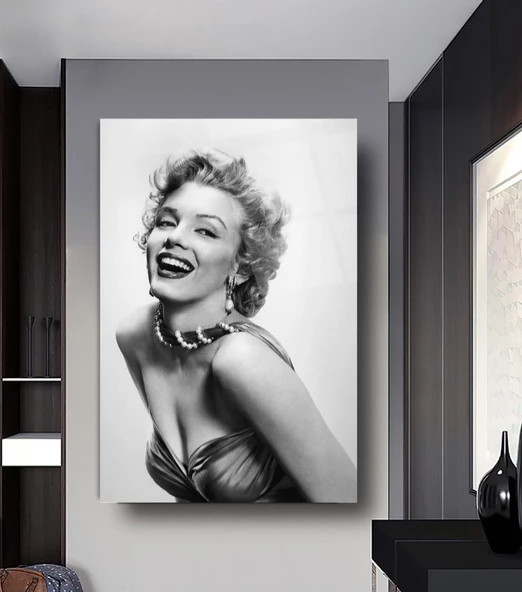 Marliyn Monroe Gülümseme Dekoratif ve Modern Cam Tablo ürün görseli 1