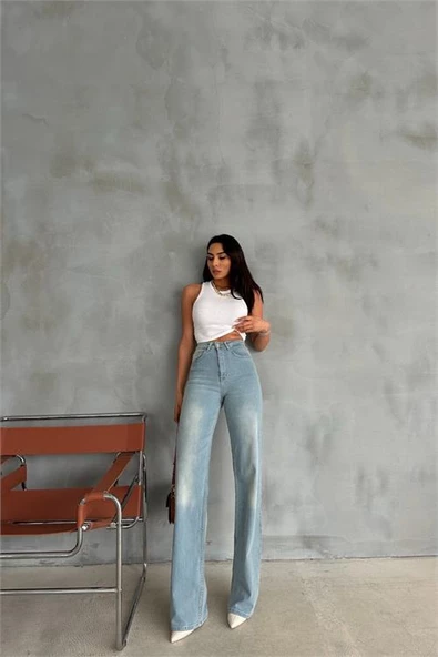 Dipmoda kadın likralı palazzo kot pantolon DPR002 - 2