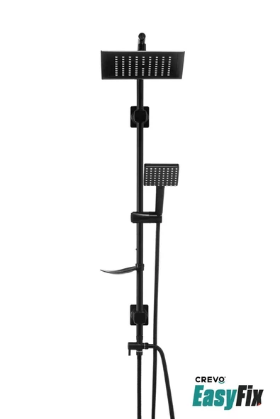 ZEK BANYO Full Siyah 3m Yapışkanlı Easyfix Tepe Yağmur Robot Duş Başlığı Seti Farah ( Türkiye Garantili) - 3