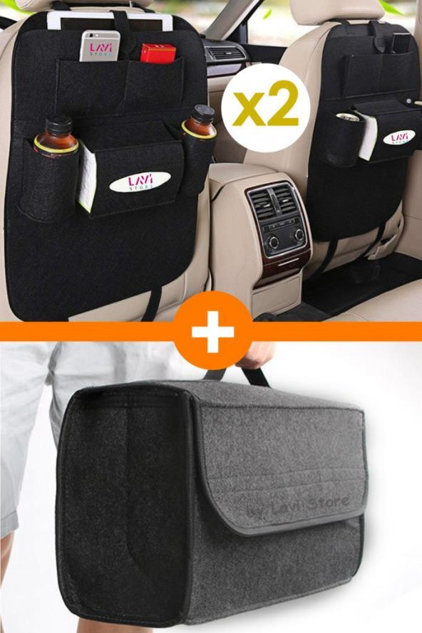Araba Koltuk Arkası Organizer + Oto Bagaj Eşya Düzenleyici Çanta Araç Set-29