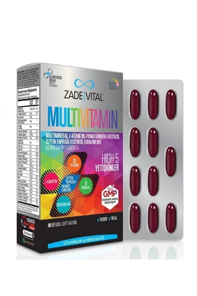 Zade Vital Multivitamin 30 Kapsül 2'Li PAKET (SKT:02/2026)