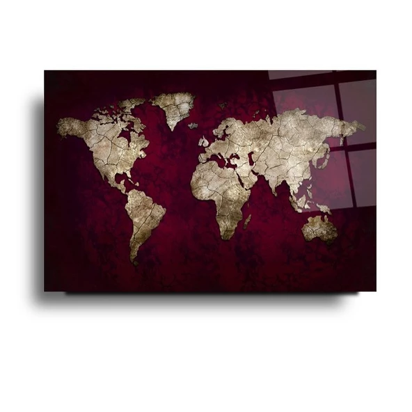 Sanatsal Harita Dekoratif ve Modern Cam Tablo ürün görseli