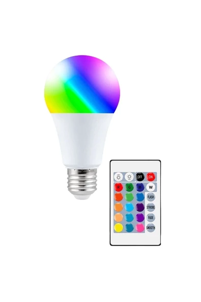 Led Uzaktan Kumandalı Renk Değiştiren Ampul Rgb 9w Beyaz Lamba Ve Renkli Ampul - 2