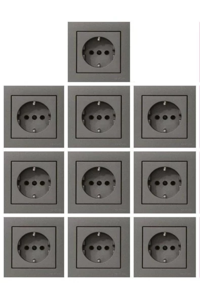 Grano Antrasit Topraklı Priz 10'lu Paket ürün görseli 1