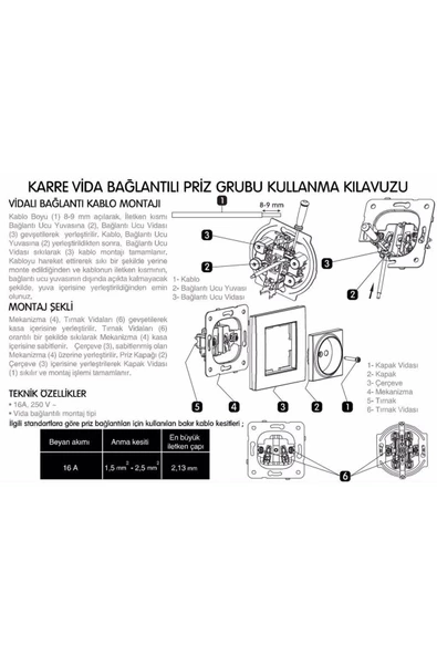Karre Beyaz Topraklı Priz + Çerçeve - Resim 2