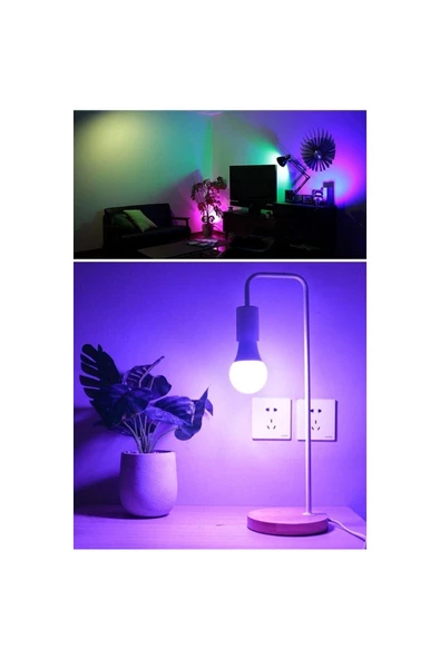 Led Uzaktan Kumandalı Renk Değiştiren Ampul Rgb 9w Beyaz Lamba Ve Renkli Ampul - 3