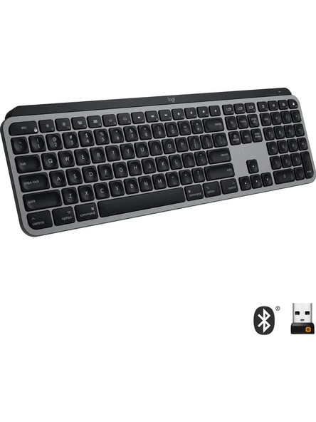 Logitech MX Keys Mac İçin Aydınlatmalı Tam Boyutlu Kablosuz İngilizce Q Klavye - Siyah