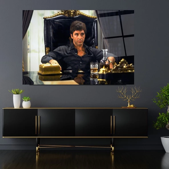 Tony Montana Dekoratif ve Modern Cam Tablo