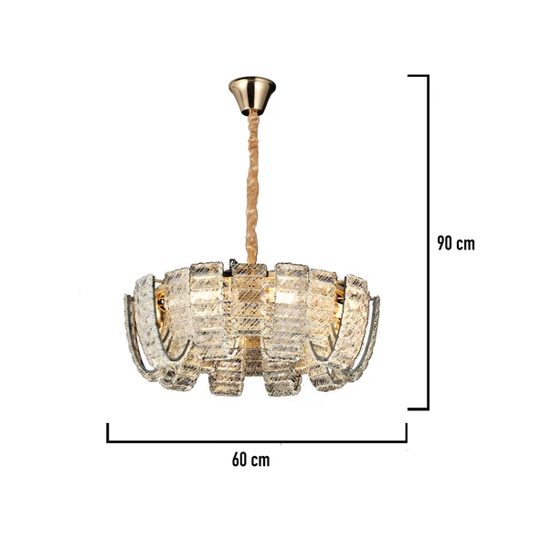 Apliqa Loya 60'lik Gold Kristal Taşlı Oturma Odası, Salon Sarkıt Avize - Resim 4