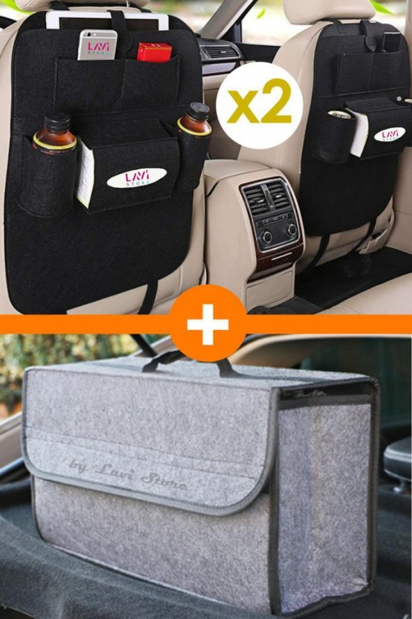 Araba Koltuk Arkası Organizer + Oto Bagaj Eşya Düzenleyici Çanta Araç Set-30