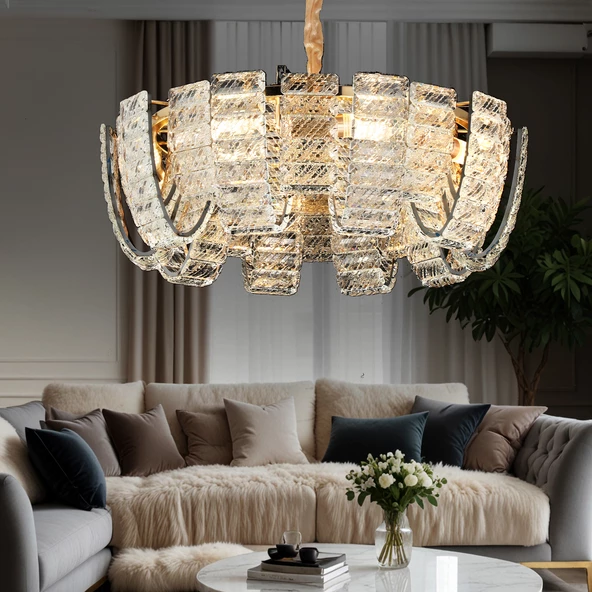 Apliqa Loya 60'lik Gold Kristal Taşlı Oturma Odası, Salon Sarkıt Avize ürün görseli