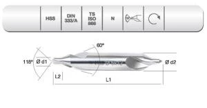EVAR  HSS DIN 333/A R   PUNTA MATKABI  1.6  MM