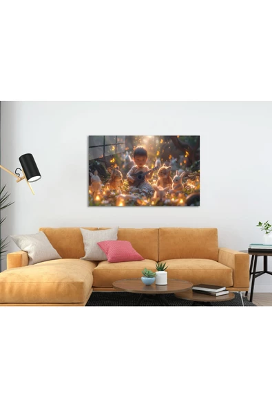 Masal Saati Işıltısı Dekoratif ve Modern Cam Tablo Hediyelik Büyük Tablo Ev Ofis Dekoru ürün görseli 1