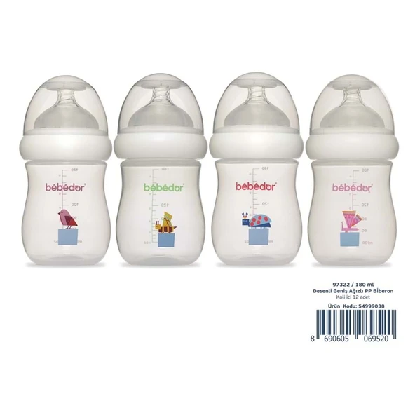 Bebedor Desenli Geniş Ağızlı PP Biberon 180ML (Kod:97322) Seçenekli - Resim 2