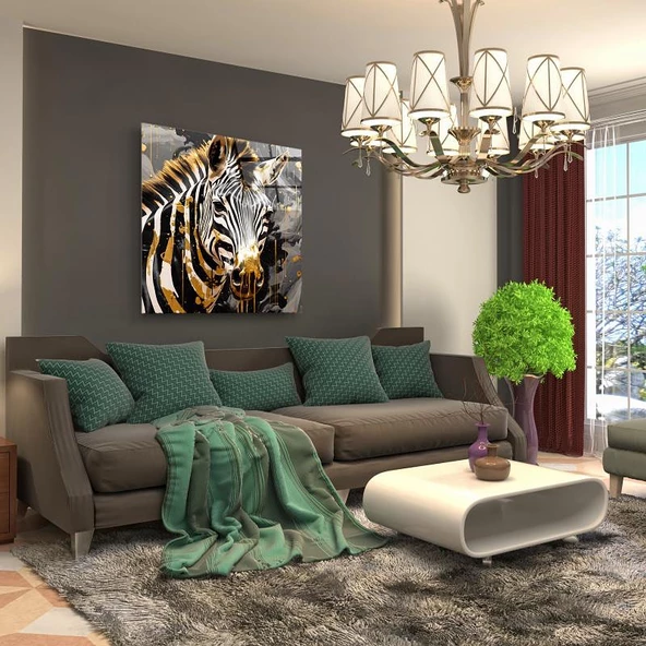 Zebra Sanatsal Dekoratif ve Modern Cam Tablo