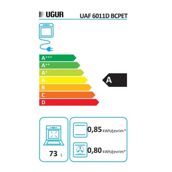 Uğur UAF 6011D BCPET Fry Art Beyaz Ankastre Fırın - 3