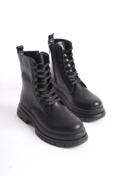 Kadın Günlük Kısa Bot Kalın Taban Bağcıklı Tam Kalıp Rahat Taban Kadın Bot - Resim 5