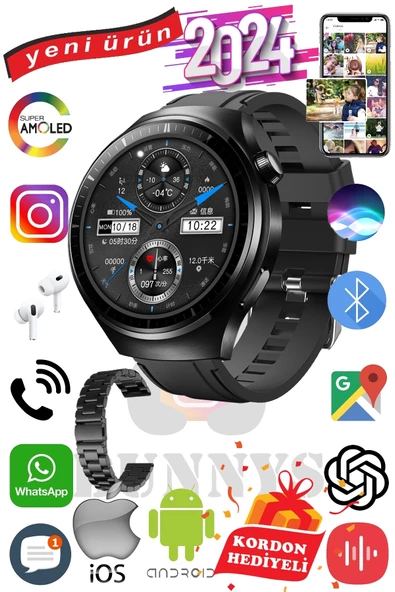 Omix X600 Uyumlu Akıllı Saat Erkekler İçin Konuşma Özellikli Metal Kordon Hediyeli