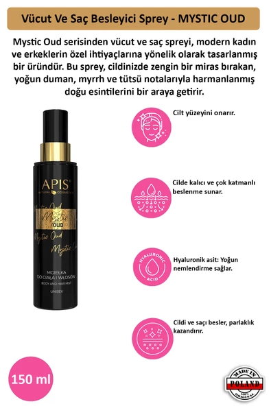 Vücut Ve Saç Besleyici Sprey - MYSTIC OUD - 150 Ml